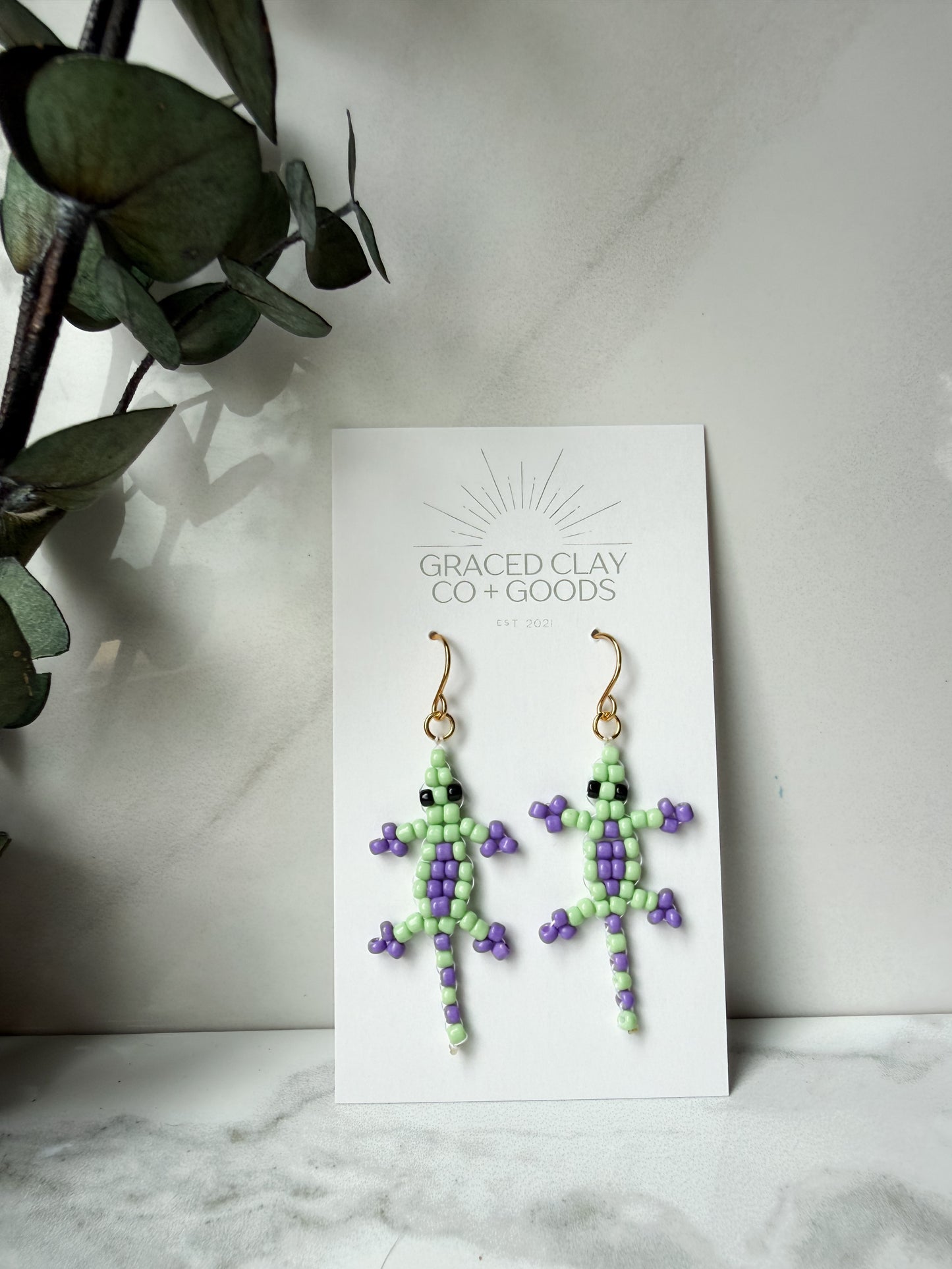 Mini Beaded Lizard Dangles